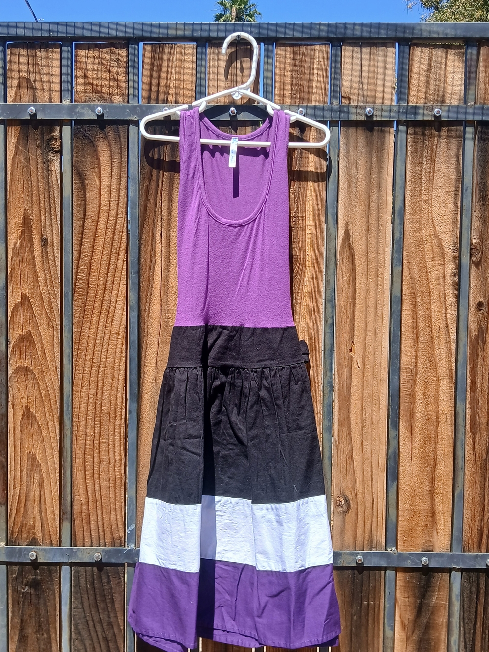 Anthropologie Purple Black and White Colorblock Maxi Tank Dress